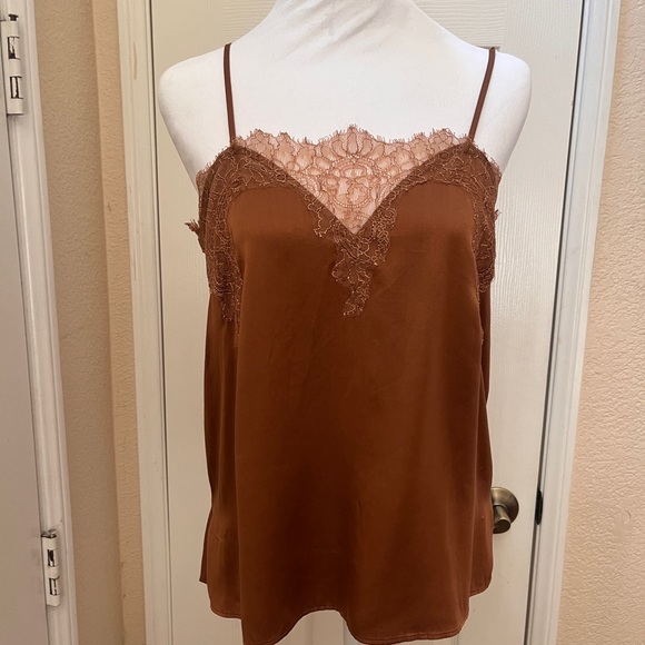 Cami NYC Brown Copper Lace Trim Camisole Top - Picture 1 of 7